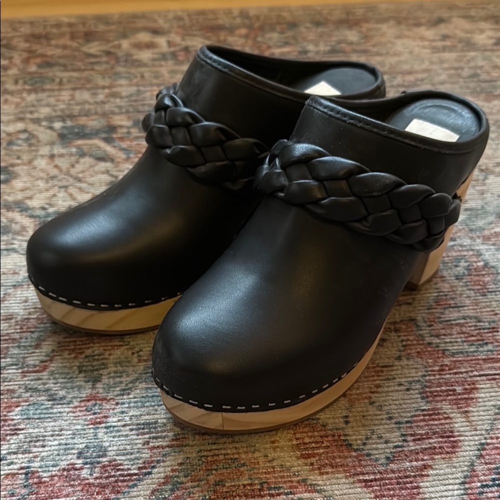 Dolce Vita Black Mules with Braided Detail